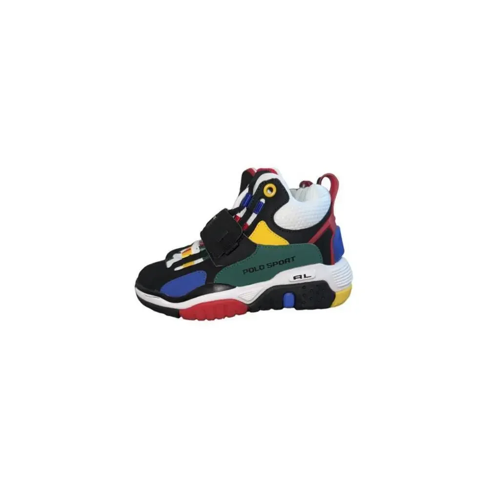 Polo Sport Ralph Lauren Ps100 High Top Shoes Size 4 Black /Multicolor Colorblock